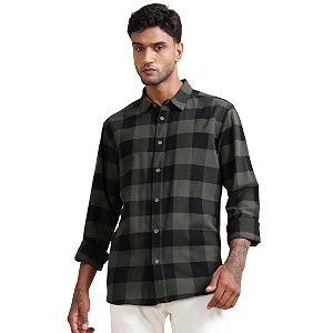 StitchX Mens Brushed Cotton Buffalo Checkered Shirt-S-2XL