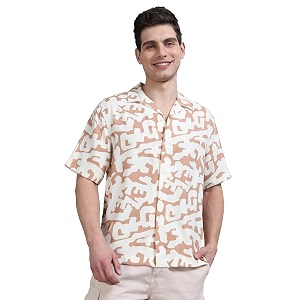 StitchX Mens Half Sleeve Camo Printed Linen