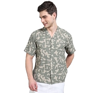 StitchX Mens Half Sleeve Camo Printed Linen