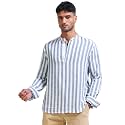 StitchX Men39s Pure Cotton Striped Mandarin Collar