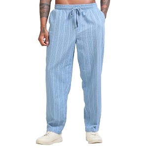 stitchx mens airport look textured seersucker cotton jogger trousers s-4xl