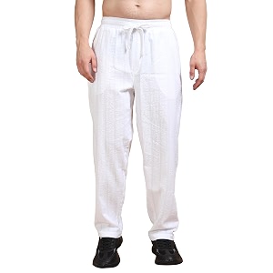 stitchx mens airport look textured seersucker cotton jogger trousers s-4xl
