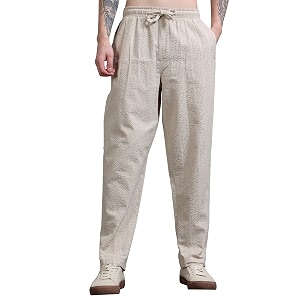 stitchx mens airport look textured seersucker cotton jogger trousers s-4xl