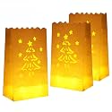 Stmarry 50 PCS White Christmas Luminary Bags, Flame Resistant Candle Bags, Christmas Tree Design Luminaries for Party Decorations
