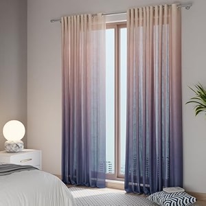 stoa paris sheer ombre printed long door curtain aesthetic curtain with easy grommet installation light filtering home decor bedroom balcony living room set of 1 parda sunset kiss - purple