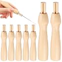 STOBOK 10Pcs Felting Needles Wooden Handle Set, Needle Holder DIY Wool Felt Crafts Wooden Grip Replacement Felting Tool Handle for Handmade Projects, Crafts and Class Kits