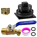 Stock Tank Drain Plug Kit Fit for rubbermaid Commercial 50 70 100 150 300 Gallon Stock Tanks(≥ 2 in Holes), Include 1-1/4" x 3/4" Pipe Reducer &amp; Brass Faucet Five Years Free Replacement