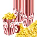 Stock Your Home [25 Pack] Movie Theater Popcorn Boxes Disposable Red &amp; White Striped - 30 oz Capacity - Vintage Snack Box Concession and Carnival Party Supplies, Individual Popcorn Bucket Containers