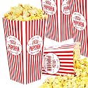 Stock Your Home [50 Pack] Movie Theater Popcorn Boxes Disposable Red &amp; White Striped - 46 oz Capacity - Vintage Snack Box Concession and Carnival Party Supplies, Individual Popcorn Bucket Containers