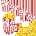 Stock Your Home [50 Pack] Movie Theater Popcorn Boxes Disposable Red &amp; White Striped - 30 oz Capacity - Vintage Snack Box Concession and Carnival Party Supplies, Individual Popcorn Bucket Containers