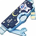 Kawaii Cute Cartoon Astronaut Theme Multifunction Pencil Case with Scissors, Ruler, Pencil, Eraser, and Sharpener, Stationery Bag for Boys and Girls (Multicolor)