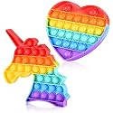 Pop It Fidget Toys,Push Pop Bubble Fidget Sensory Toy,Autism Special Needs Silicone Fidget Toy Sensory Toys Novelty Gifts for Girls Boys Kids Adults (Heart + Unicorn)