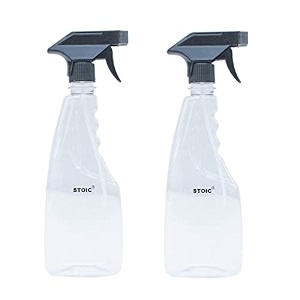 stoic flat trigger spray bottle for sanitizer gardening amp cleaning  500ml black pack of 2