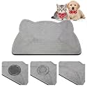 Stone Pet Bowl Mat for Dogs and Cats, Absorbent Quick Dry,Cat Ear,Gray