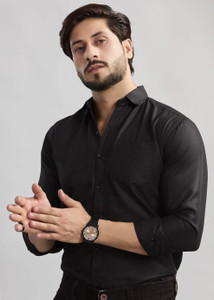 STONEBERG Men Solid Formal Black Shirt
