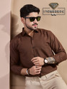 STONEBERG Men Solid Formal Brown Shirt