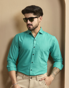 STONEBERG Men Solid Formal Light Green Shirt