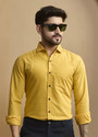 STONEBERG Men Solid Formal Yellow Shirt