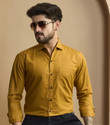 STONEBERG Men Solid Formal Yellow Shirt