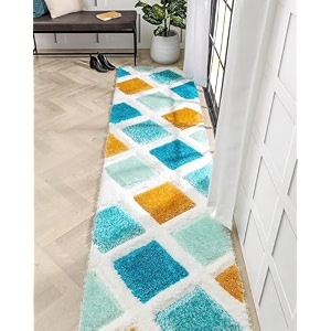3d embossed shaggy carpet modern fur rugs for bedroom living room drawing room bedroom runner plush microfiber fabric - d-15 2x6 feet