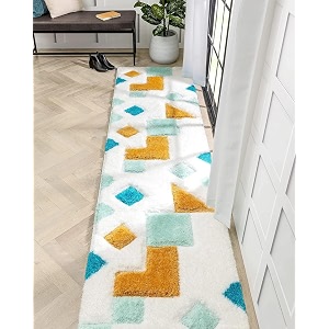 3d embossed shaggy carpet modern fur rugs for bedroom living room drawing room bedroom runner plush microfiber fabric - d-14 2x5 feet