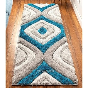 3d embossed shaggy flower carpet modern fur rugs for bedroom living room drawing room bedroom runner plush microfiber fabric - d-17 2x6 feet