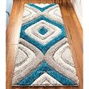 3D Embossed Shaggy Flower Carpet Modern Fur Rugs for Bedroom Living Room, Drawing Room, Bedroom Runner Plush Microfiber Fabric - (D-17, 2x6 Feet)