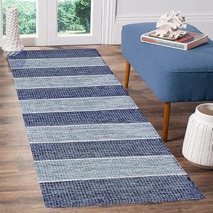 cotton carpet runner 22x60 inch for living room bedroom kids room kitchen bedside runner - blue - mix 2x5 feet