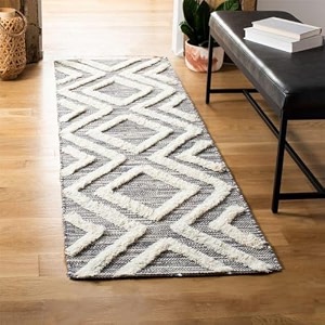 cotton carpet runner 22x60 inch for living room bedroom kids room kitchen bedside runner - grey - t 2x5 feet