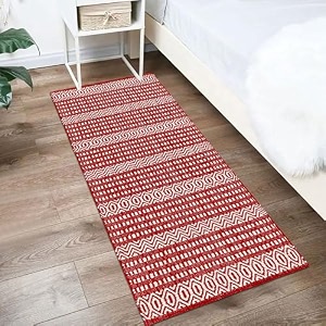 cotton carpet runner 22x60 inch for living room bedroom kids room kitchen bedside runner - blue - s 2x5 feet