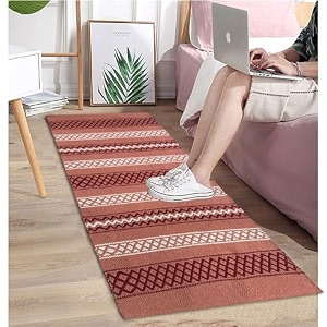 cotton carpet runner 22x60 inch for living room bedroom kids room kitchen bedside runner - pink - d 2x5 feet
