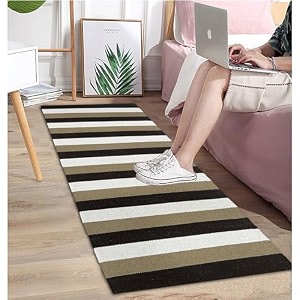 cotton carpet runner 22x60 inch for living room bedroom kids room kitchen bedside runner - coffee - s 2x5 feet