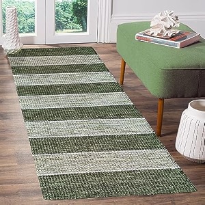 cotton carpet runner 22x60 inch for living room bedroom kids room kitchen bedside runner - green - mix 2x5 feet