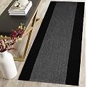 Cotton Carpet Runner 22x60 Inch for Living Room, Bedroom, Kids Room, Kitchen, Bedside Runner - (Black - Border, 2x5 Feet)