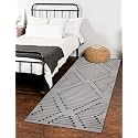 Cotton Carpet Runner 22x60 Inch for Living Room, Bedroom, Kids Room, Kitchen, Bedside Runner - (Fringe Cut - Grey, 2x5 Feet)