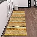 Cotton Carpet Runner 22x60 Inch for Living Room, Bedroom, Kids Room, Kitchen, Bedside Runner - (Yellow - Zig-Zag, 2x5 Feet)