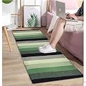 Cotton Carpet Runner 22x60 Inch for Living Room, Bedroom, Kids Room, Kitchen, Bedside Runner - (Green - (S) New, 2x5 Feet)