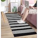 Cotton Carpet Runner 22x60 Inch for Living Room, Bedroom, Kids Room, Kitchen, Bedside Runner - (Black - D, 2x5 Feet)