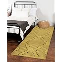 Cotton Carpet Runner 22x60 Inch for Living Room, Bedroom, Kids Room, Kitchen, Bedside Runner - (Fringe Cut - Yellow, 2x5 Feet)
