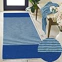 Cotton Carpet Runner 22x60 Inch for Living Room, Bedroom, Kids Room, Kitchen, Bedside Runner - (Blue - S, 2x5 Feet)