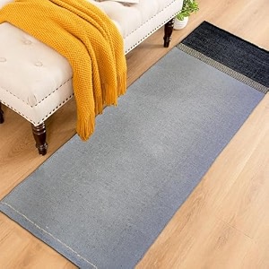 cotton carpet runner 24x72 inch for living room bedroom kids room kitchen bedside runner - silver 2x6 feet