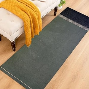 cotton carpet runner 24x72 inch for living room bedroom kids room kitchen bedside runner - green 2x6 feet