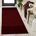 Cotton Carpet Stripe Pattern Runner 22x60 Inch for Living Room, Bedroom, Kids Room, Kitchen, Bedside Runner - (Wine - S, 2x5 Feet)