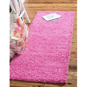 fluffy living room soft touch carpet comfy bedroom anti skid drawing kids room kitchen bedside runner - pink 15x4 feet