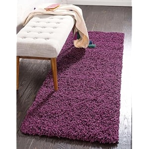 fluffy living room soft touch carpet comfy bedroom anti skid drawing kids room kitchen bedside runner - purple 15x4 feet