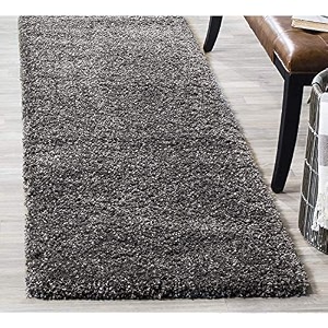fluffy living room soft touch carpet comfy bedroom anti skid drawing kids room kitchen bedside runner - grey 15x4 feet