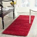 Fluffy Living Room Soft Touch Carpet Comfy Bedroom Anti Skid Drawing Kids Room, Kitchen, Bedside Runner - (Red, 1.5x4 Feet)