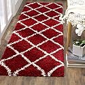 Fluffy Living Room Soft Touch Carpet Comfy Bedroom Anti Skid Drawing Kids Room, Kitchen, Bedside Runner - (Red - Box, 1.5x4 Feet)