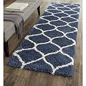 Fluffy Living Room Soft Touch Carpet Comfy Bedroom Anti Skid Drawing Kids Room, Kitchen, Bedside Runner - (Blue - Mandir, 1.5x4 Feet)