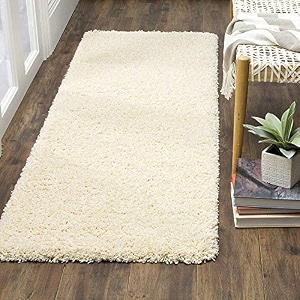 fluffy super ultra soft handmade shaggy carpet for living room bedroom hotel hall guest room bedside runner kitchen runner - ivory 2x3 feet